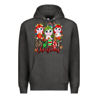 Charcoal Heather Merry Christmas unicorns Premium Hoodie - NancyCooperArtShop