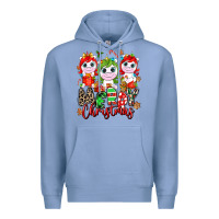 Colony Blue Merry Christmas unicorns Premium Hoodie - NancyCooperArtShop