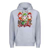 Heather Grey Merry Christmas unicorns Premium Hoodie - NancyCooperArtShop