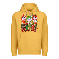 Mustard Merry Christmas unicorns Premium Hoodie - NancyCooperArtShop