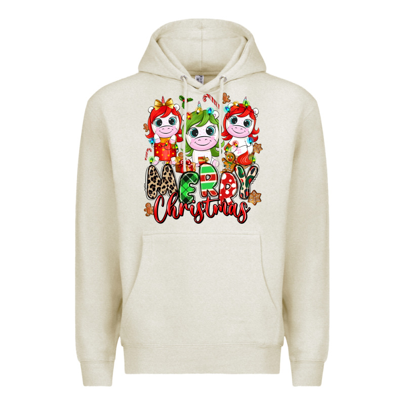 Merry Christmas Unicorns Premium Hoodie by NancyCooperArtShop | Teevron