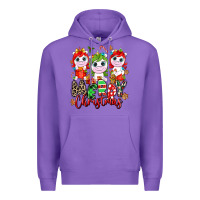 Purple Merry Christmas unicorns Premium Hoodie - NancyCooperArtShop