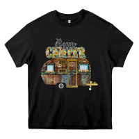 Black Happy Camper Heavy Core Tee - CowhideDigitalArt