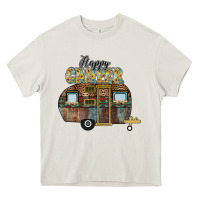 Cream Happy Camper Heavy Core Tee - CowhideDigitalArt