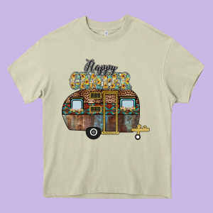 Happy Camper Heavy Core Tee Designed By Cowhidedigitalart
