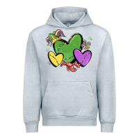 Heather Grey mardi gras hearts Urban Hoodie - MaliasSmallBusiness