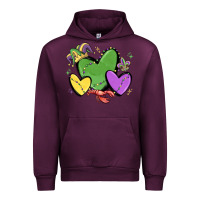 Mauve Wine mardi gras hearts Urban Hoodie - MaliasSmallBusiness