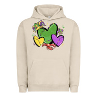 Pigment French Oak mardi gras hearts Urban Hoodie - MaliasSmallBusiness