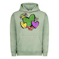 Pigment Oil Green mardi gras hearts Urban Hoodie - MaliasSmallBusiness