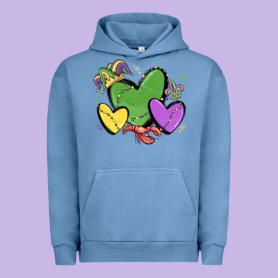 Mardi Gras Hearts Urban Hoodie Designed By Maliassmallbusiness