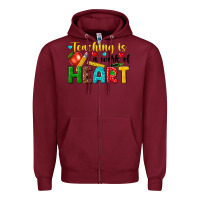 Burgundy teaching is a work of heart tbw Zipper Hoodie - texasbilliewilder