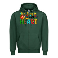 Sports Green teaching is a work of heart tbw Zipper Hoodie - texasbilliewilder