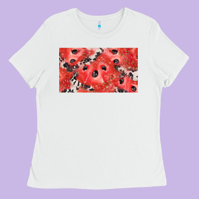 Watermelon Strawberry Cowhide Cup Ladies Tee Designed By Barkaloodesign