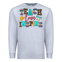Heather Grey teach love inspire Premium Sweatshirt - AdoDesignShop