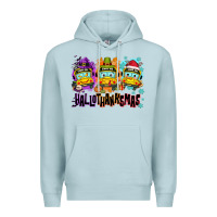 Blue Mist Happy Hallothanksmas school bus Premium Hoodie - NancyCooperArtShop