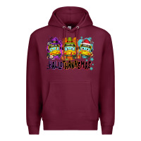 Burgundy Happy Hallothanksmas school bus Premium Hoodie - NancyCooperArtShop