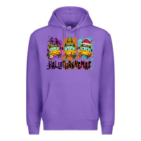 Purple Happy Hallothanksmas school bus Premium Hoodie - NancyCooperArtShop