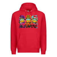 Red Happy Hallothanksmas school bus Premium Hoodie - NancyCooperArtShop
