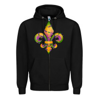 Black mardi gras fleur de lis Zipper Hoodie - RanaPortraitStore