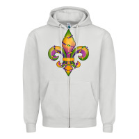 Dove Grey mardi gras fleur de lis Zipper Hoodie - RanaPortraitStore