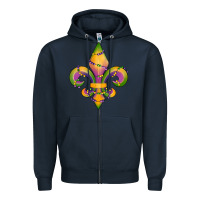 Navy mardi gras fleur de lis Zipper Hoodie - RanaPortraitStore