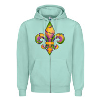 Seafoam mardi gras fleur de lis Zipper Hoodie - RanaPortraitStore