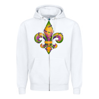 White mardi gras fleur de lis Zipper Hoodie - RanaPortraitStore