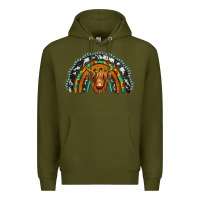 Army Green turquoise cowhide sunflower headband highland cow Premium Hoodie - Jasminsmagicworld