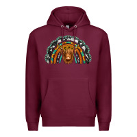 Burgundy turquoise cowhide sunflower headband highland cow Premium Hoodie - Jasminsmagicworld