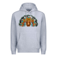 Heather Grey turquoise cowhide sunflower headband highland cow Premium Hoodie - Jasminsmagicworld