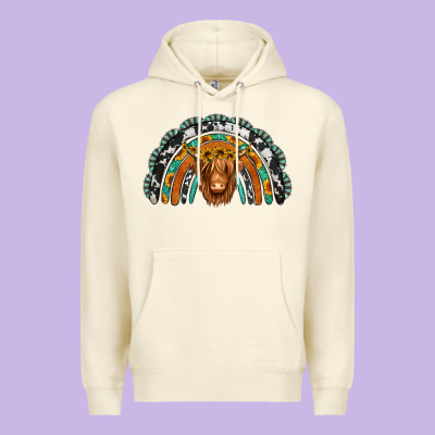Turquoise Cowhide Sunflower Headband Highland Cow Premium Hoodie Designed By Jasminsmagicworld