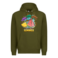 Army Green sweet summer watermelon pineapple fruits Premium Hoodie - RanaPortraitStore