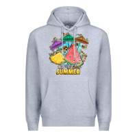Heather Grey sweet summer watermelon pineapple fruits Premium Hoodie - RanaPortraitStore