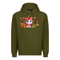 Army Green Joy unicorn Christmas Premium Hoodie - NancyCooperArtShop