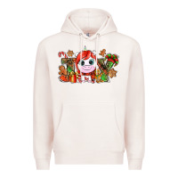 Pale Pink Joy unicorn Christmas Premium Hoodie - NancyCooperArtShop