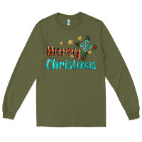 Army Green merry christmas turquoise gemstones cross Long Sleeve Tee - BarkalooDesign