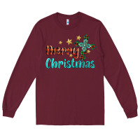 Burgundy merry christmas turquoise gemstones cross Long Sleeve Tee - BarkalooDesign