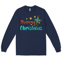 Navy merry christmas turquoise gemstones cross Long Sleeve Tee - BarkalooDesign