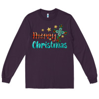 Plum merry christmas turquoise gemstones cross Long Sleeve Tee - BarkalooDesign