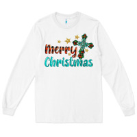 White merry christmas turquoise gemstones cross Long Sleeve Tee - BarkalooDesign