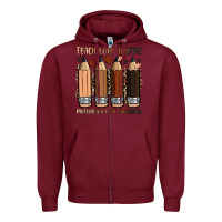 Burgundy teach love inspire motivation lead encourage Zipper Hoodie - Zillion Design Studio