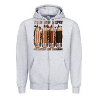 Heather Grey teach love inspire motivation lead encourage Zipper Hoodie - Zillion Design Studio