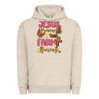 Pigment French Oak jesus praising and farm raising Urban Hoodie - MaliasSmallBusiness