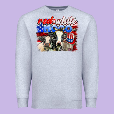 Red White Moo Premium Sweatshirt Designed By Adodesignshop
