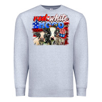 Heather Grey red white moo Premium Sweatshirt - AdoDesignShop