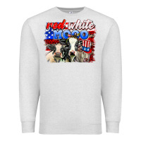 Oatmeal Heather red white moo Premium Sweatshirt - AdoDesignShop