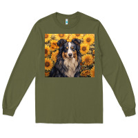 Army Green australian shepherd Long Sleeve Tee - Unal Design