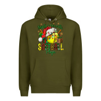 Army Green Santa's Favorite Softball player Premium Hoodie - NancyCooperArtShop