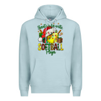 Blue Mist Santa's Favorite Softball player Premium Hoodie - NancyCooperArtShop