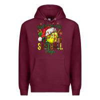 Burgundy Santa's Favorite Softball player Premium Hoodie - NancyCooperArtShop